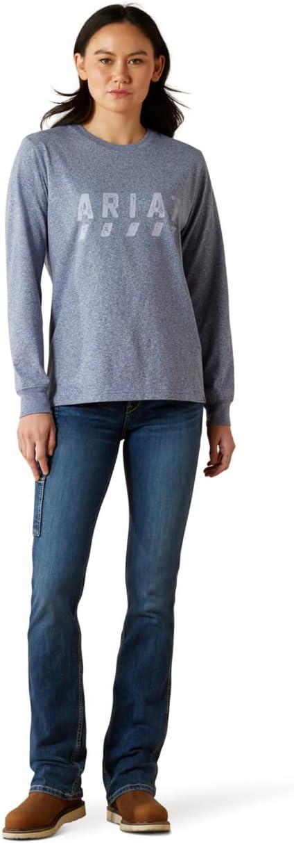 imageARIAT Womens Rebar Cotton Strong Logo TShirtEnsign Blue Heather