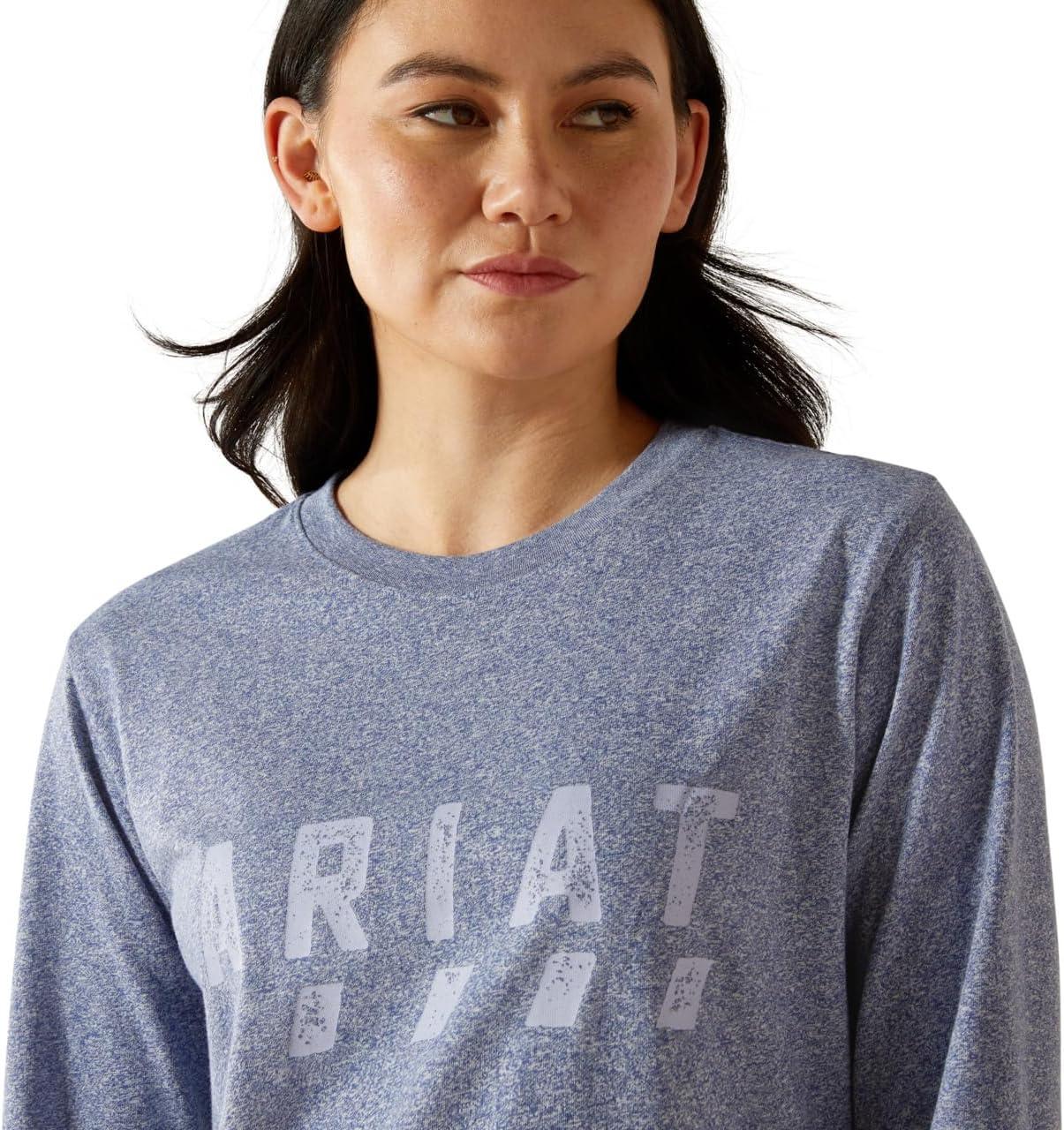 imageARIAT Womens Rebar Cotton Strong Logo TShirtEnsign Blue Heather
