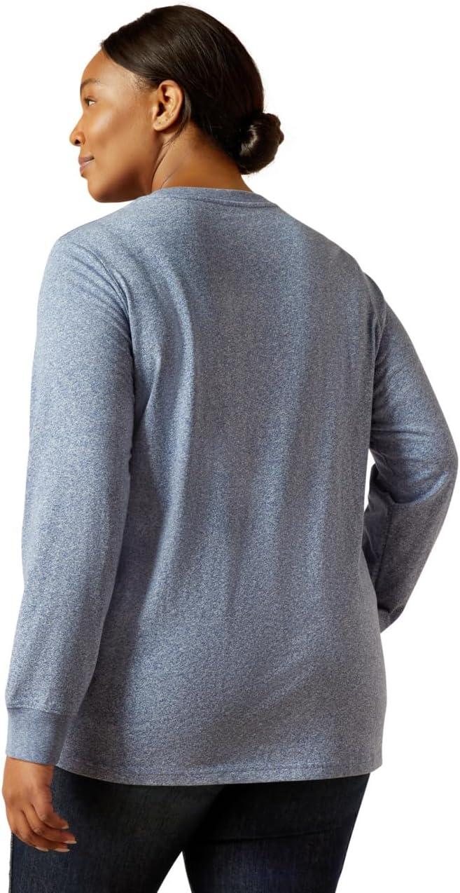 imageARIAT Womens Rebar Cotton Strong Logo TShirtEnsign Blue Heather