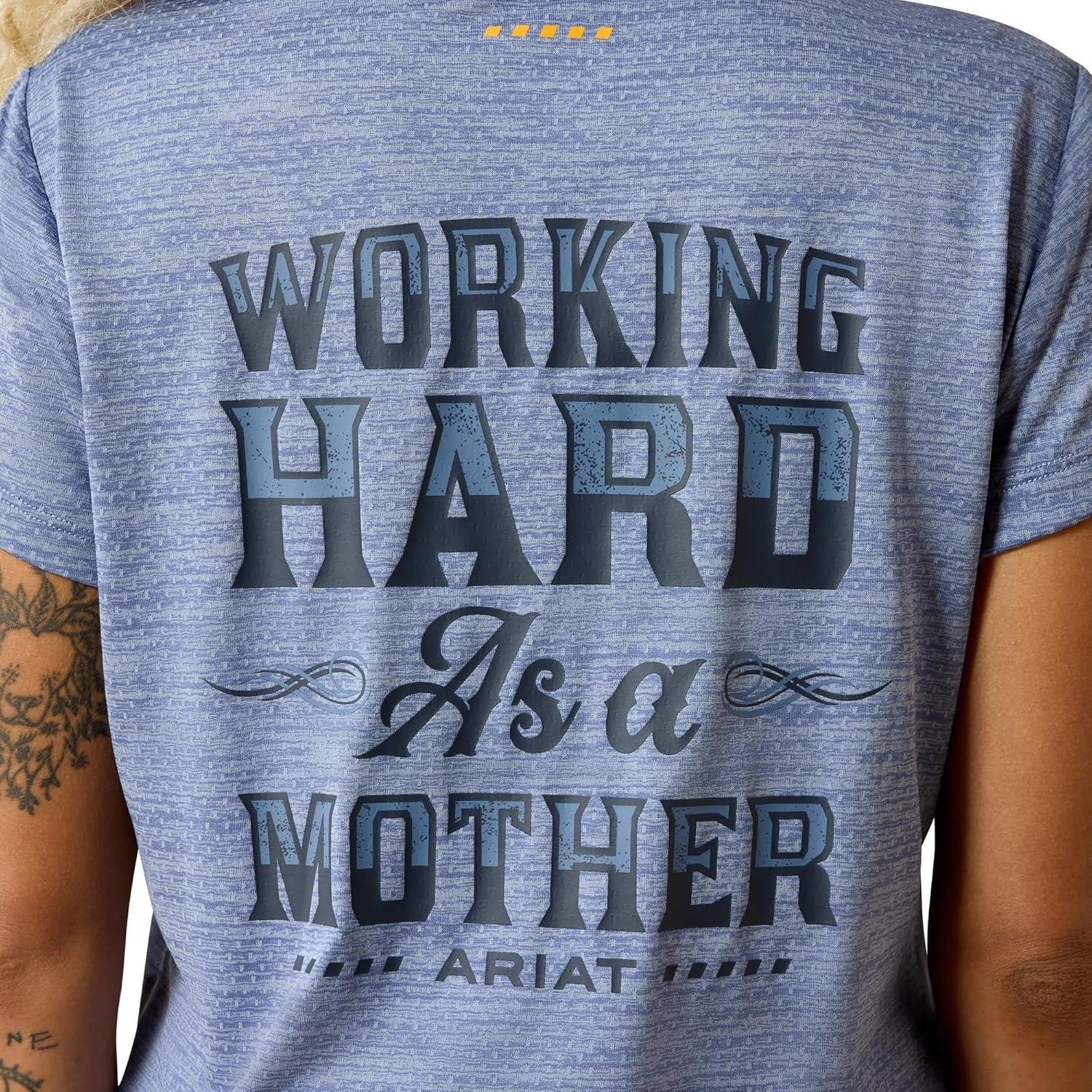 imageARIAT Womens Rebar Evolution Mother VNeck TShirtCoastal Fjord