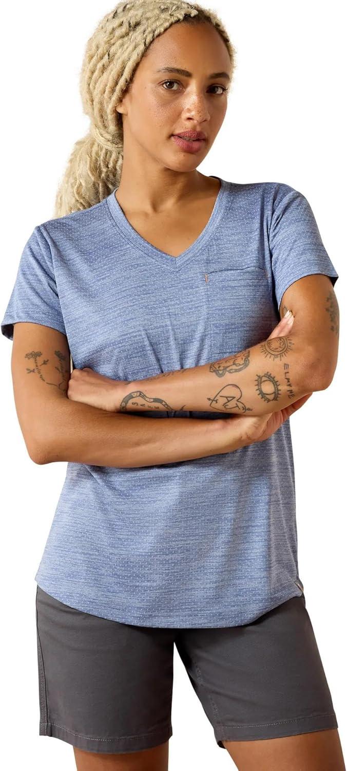 imageARIAT Womens Rebar Evolution Mother VNeck TShirtCoastal Fjord