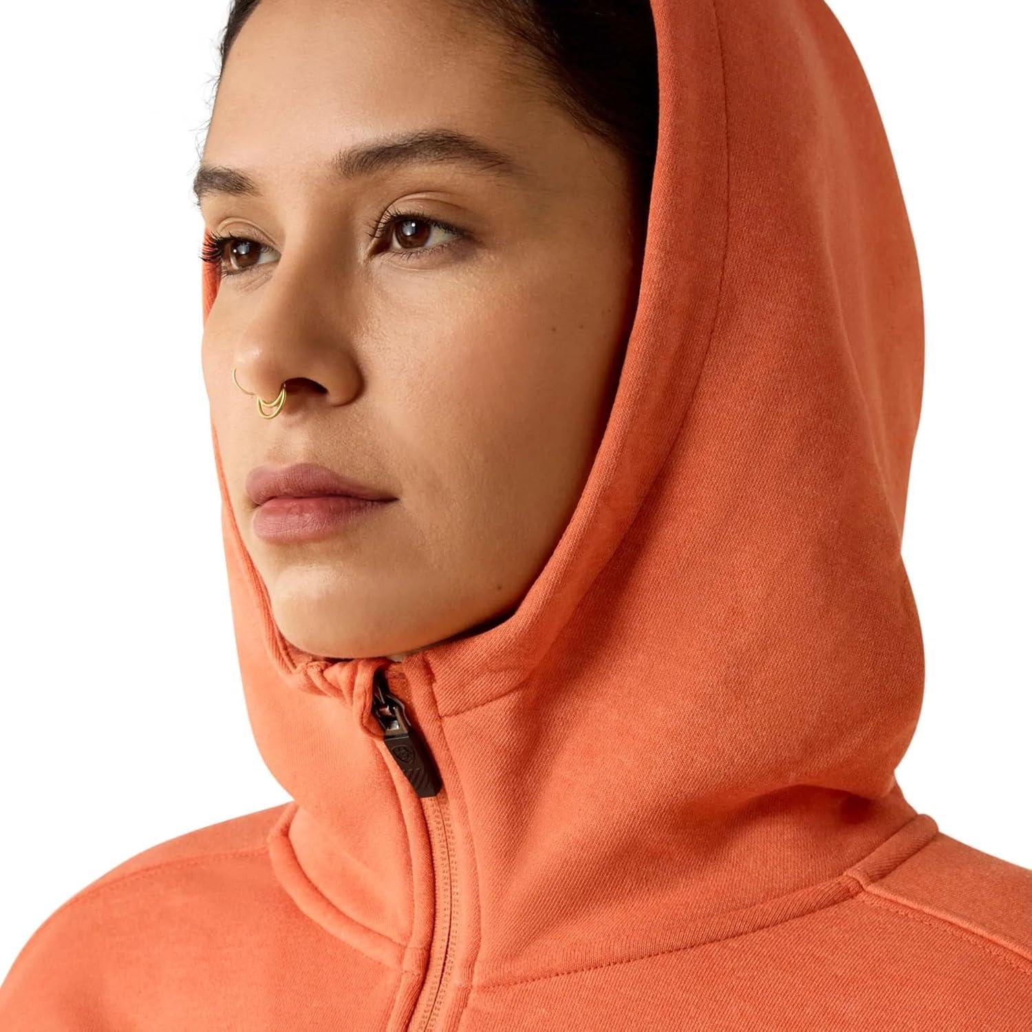 imageARIAT Womens Rebar Lightweight Logo 12 Zip HoodieLangunisto HeatherTropical Pe