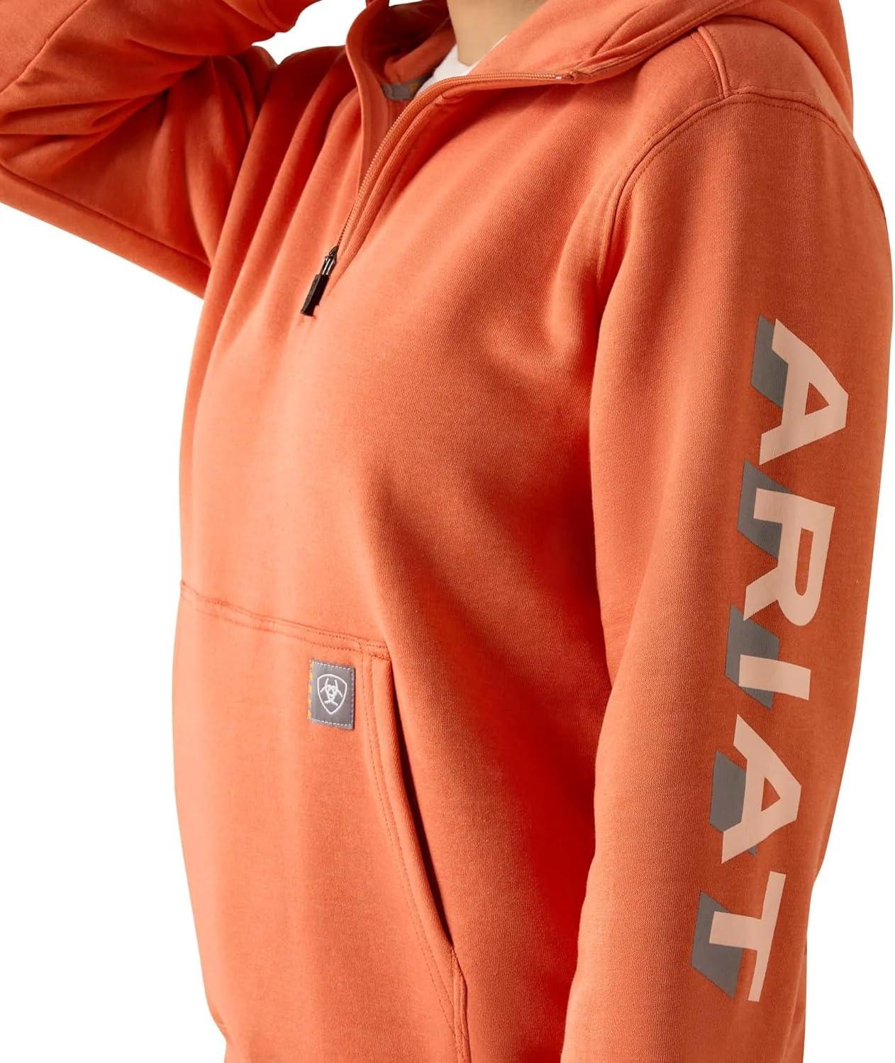 imageARIAT Womens Rebar Lightweight Logo 12 Zip HoodieLangunisto HeatherTropical Pe