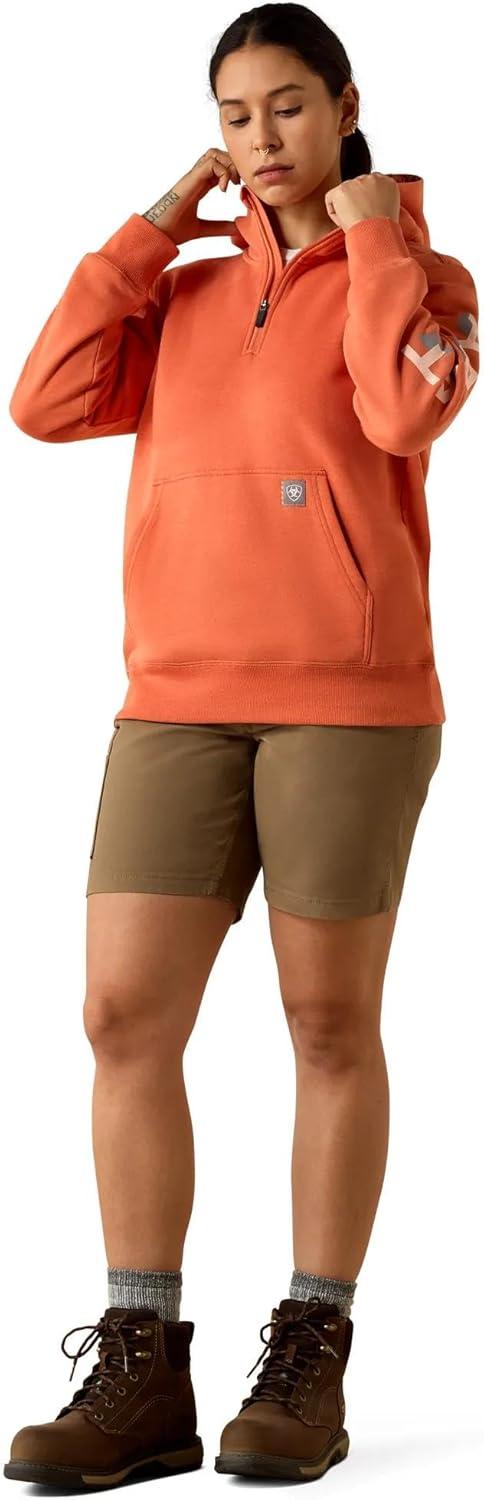 imageARIAT Womens Rebar Lightweight Logo 12 Zip HoodieLangunisto HeatherTropical Pe