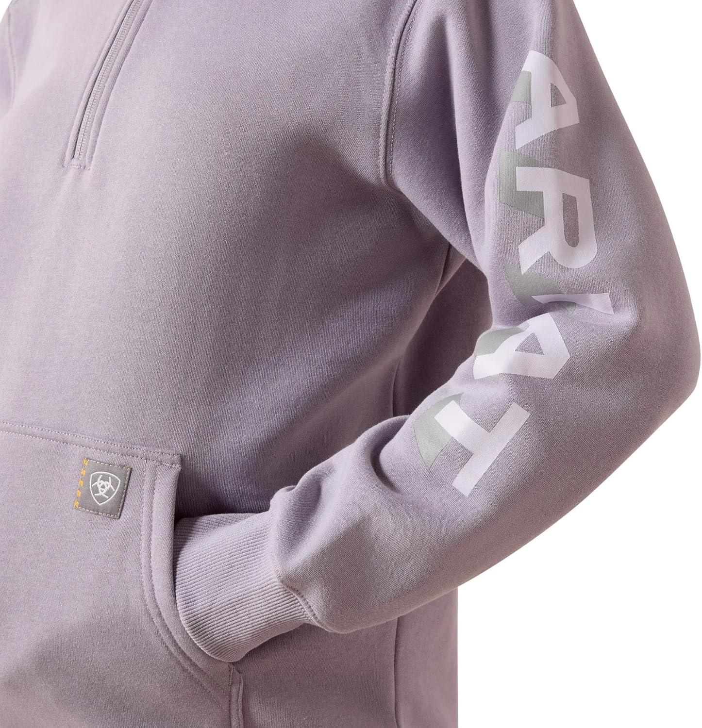 imageARIAT Womens Rebar Lightweight Logo 12 Zip HoodiePurple AshThistle