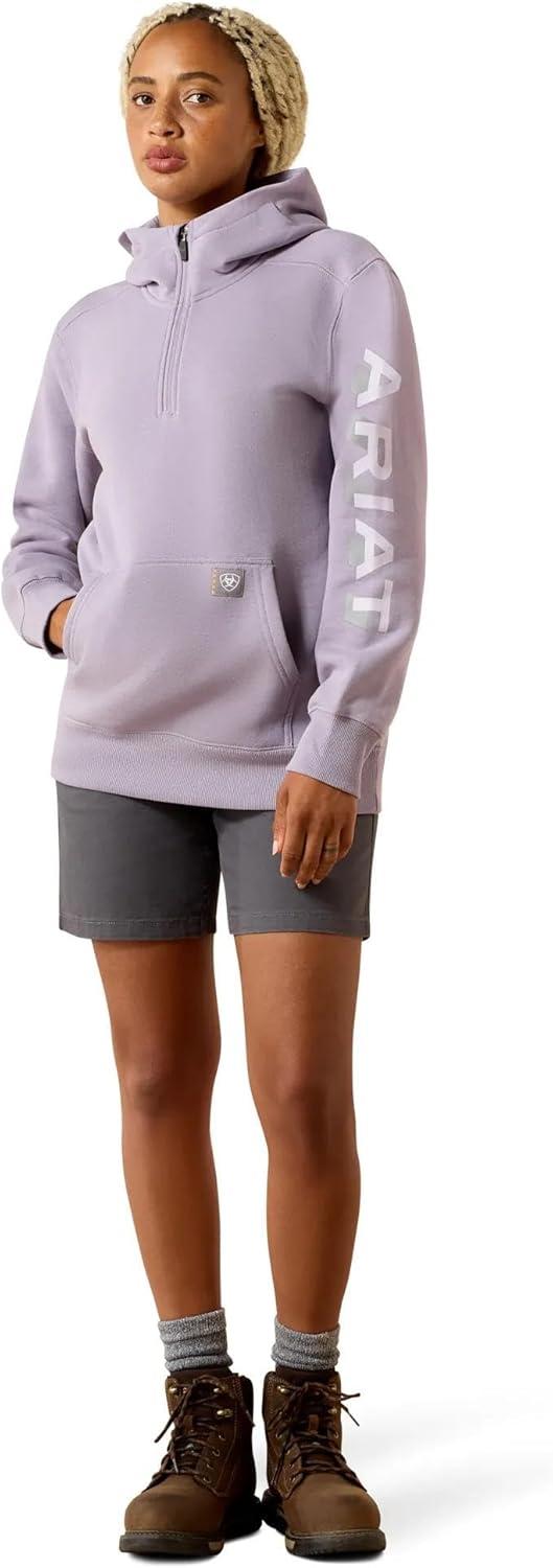 imageARIAT Womens Rebar Lightweight Logo 12 Zip HoodiePurple AshThistle