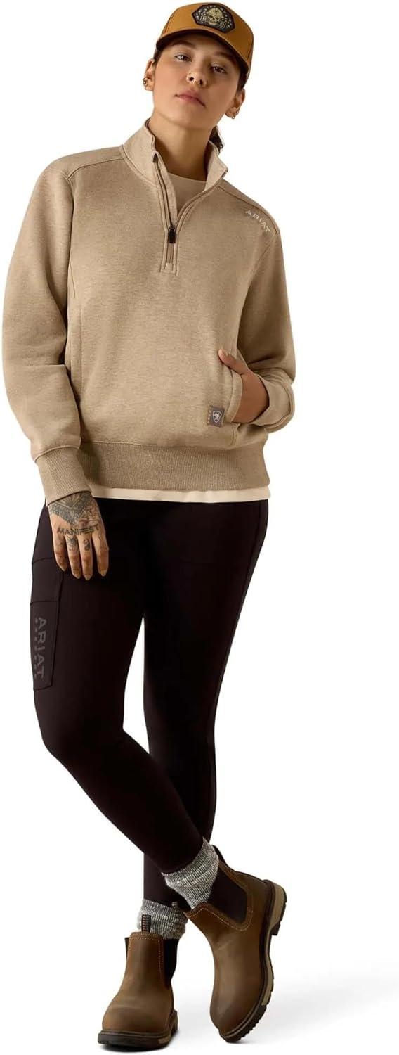 imageARIAT Womens Rebar Lightweight Mock 12 Zip Sweatshirt Oatmeal Heather