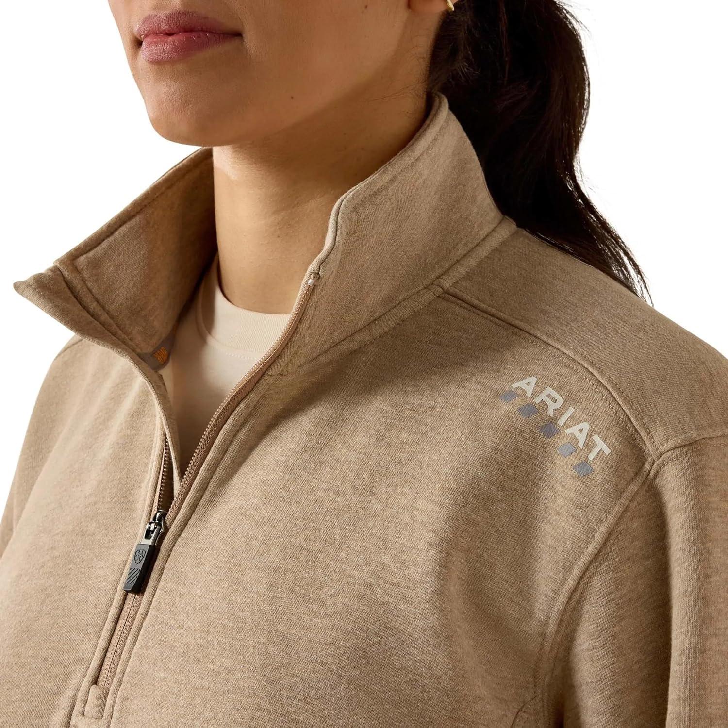 imageARIAT Womens Rebar Lightweight Mock 12 Zip Sweatshirt Oatmeal Heather