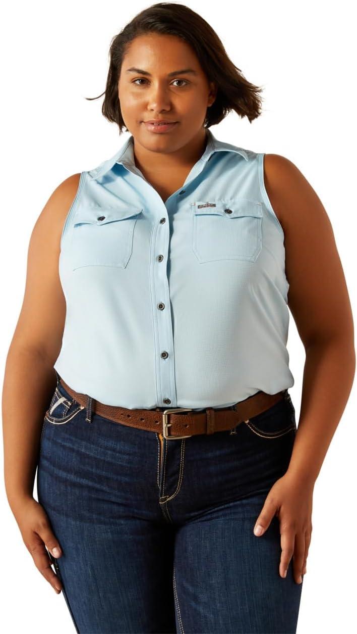imageARIAT Womens Rebar Made Tough Venttek Durastretch TankMilky Blue