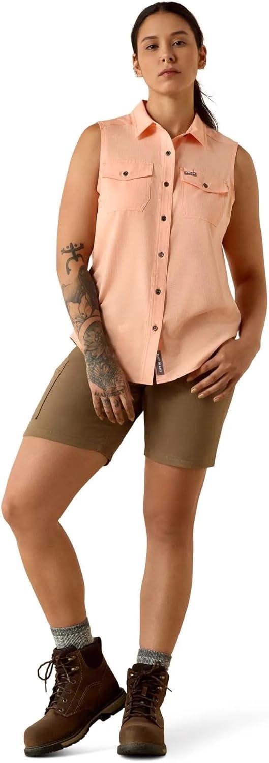 imageARIAT Womens Rebar Made Tough Venttek Durastretch TankPapaya Punch