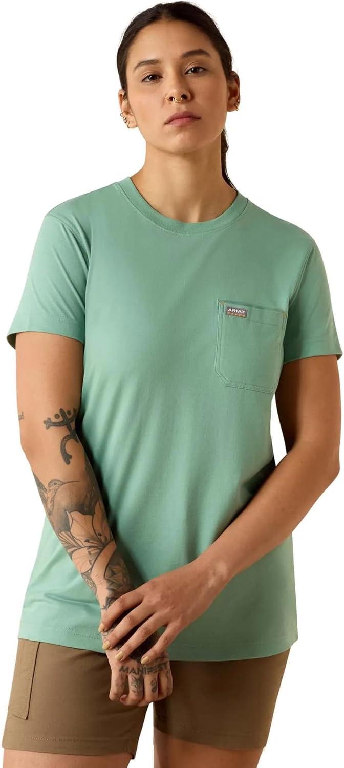imageARIAT Womens Rebar Workman Field Dog Classic Fit TShirtMalachite Green