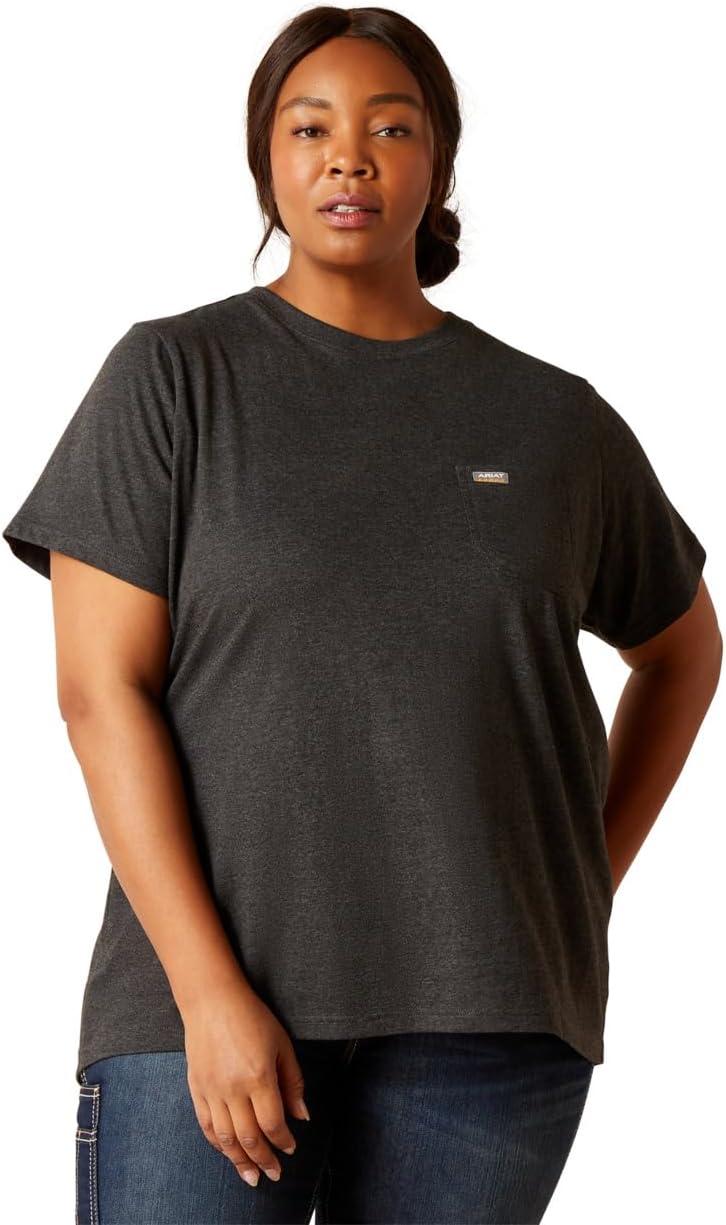 imageAriat Womens Rebar Cotton Strong Space Dyed TShirtCharcoal Heather