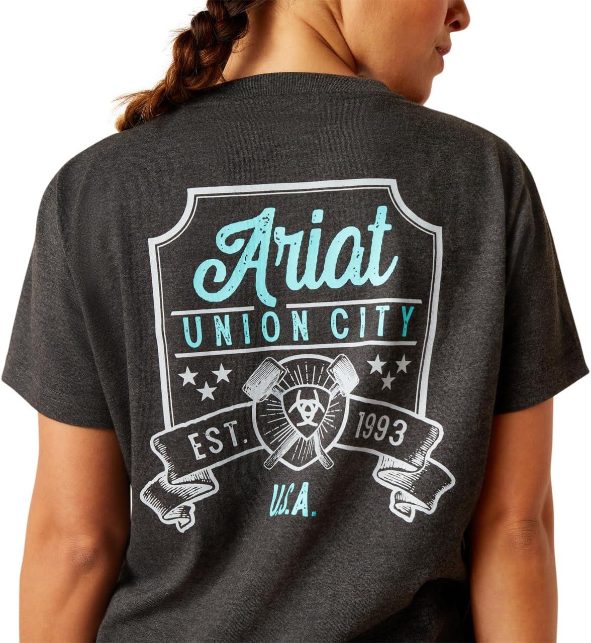 imageAriat Womens Rebar Cotton Strong Space Dyed TShirtCharcoal Heather