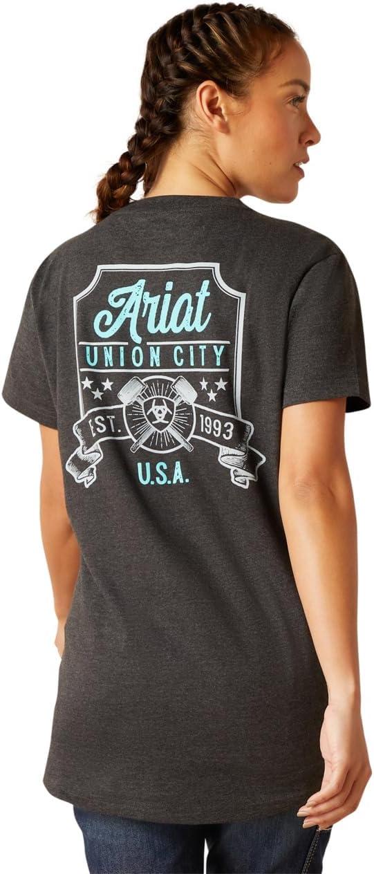 imageAriat Womens Rebar Cotton Strong Space Dyed TShirtCharcoal Heather