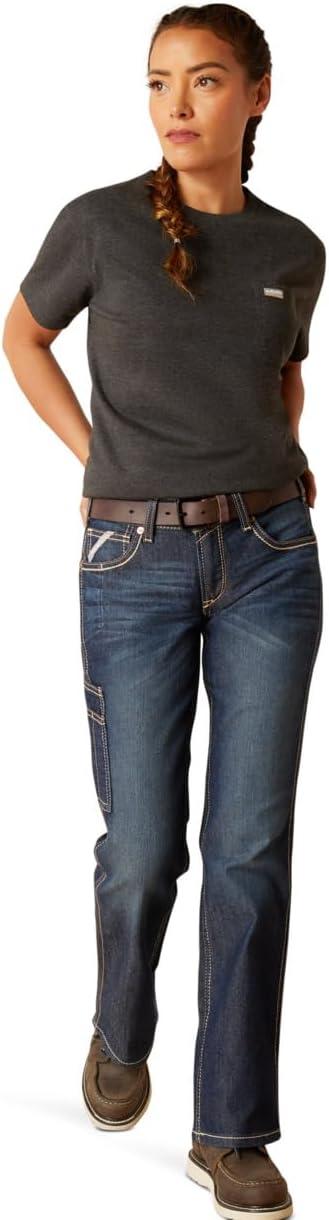 imageAriat Womens Rebar Cotton Strong Space Dyed TShirtCharcoal Heather