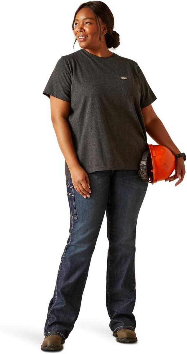 imageAriat Womens Rebar Cotton Strong Space Dyed TShirtCharcoal Heather