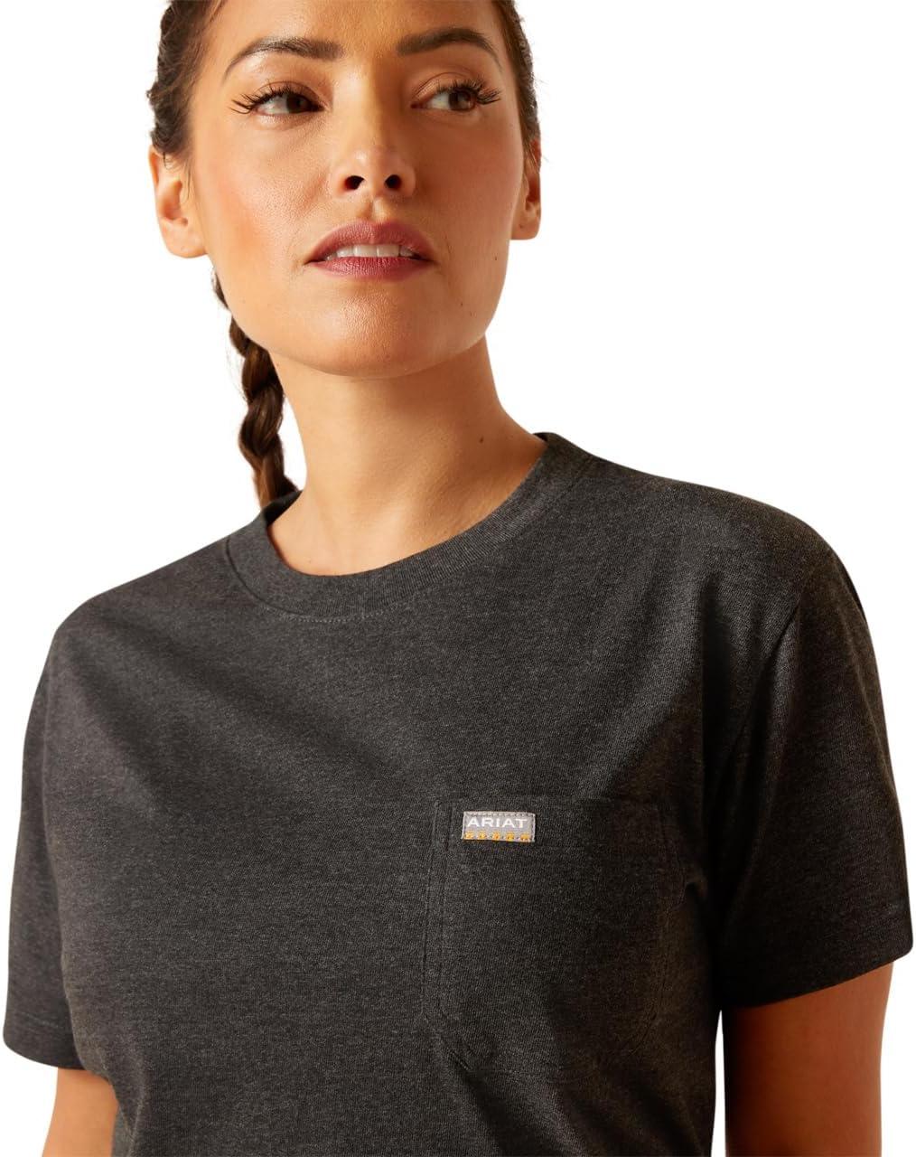 imageAriat Womens Rebar Cotton Strong Space Dyed TShirtCharcoal Heather
