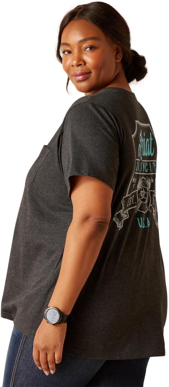 imageAriat Womens Rebar Cotton Strong Space Dyed TShirtCharcoal Heather
