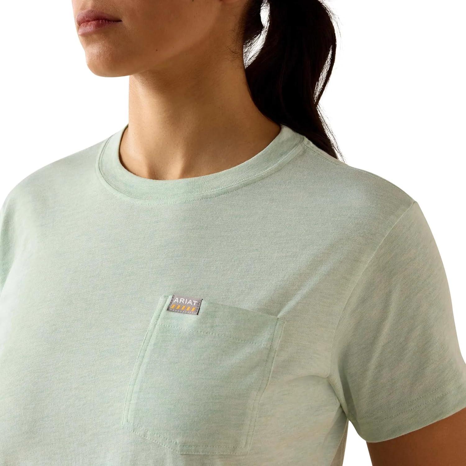 imageAriat Womens Rebar Cotton Strong Space Dyed TShirtClearly Aqua