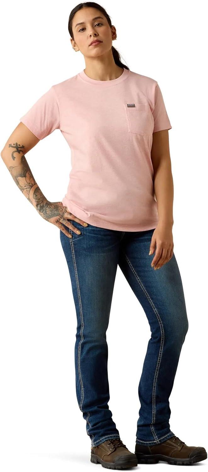 imageAriat Womens Rebar Cotton Strong Space Dyed TShirtFusion Punch