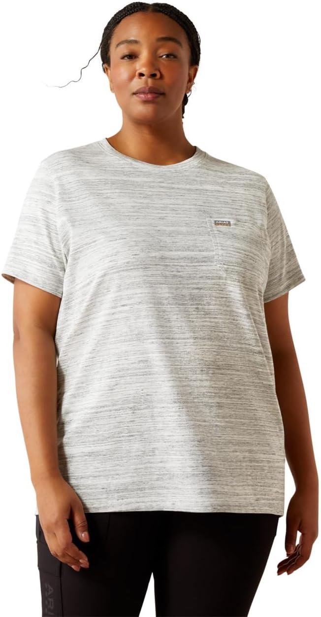 imageAriat Womens Rebar Cotton Strong Space Dyed TShirtLight Grey