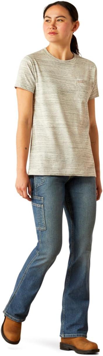 imageAriat Womens Rebar Cotton Strong Space Dyed TShirtLight Grey