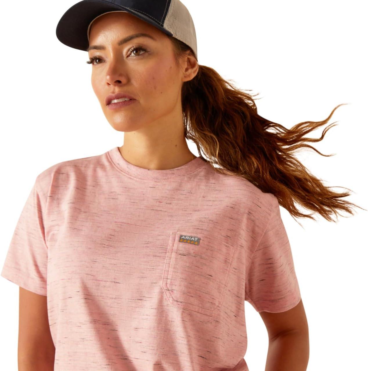 imageAriat Womens Rebar Cotton Strong Space Dyed TShirtMauveglow Space Dye