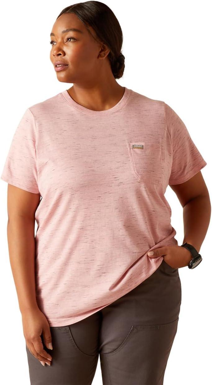imageAriat Womens Rebar Cotton Strong Space Dyed TShirtMauveglow Space Dye