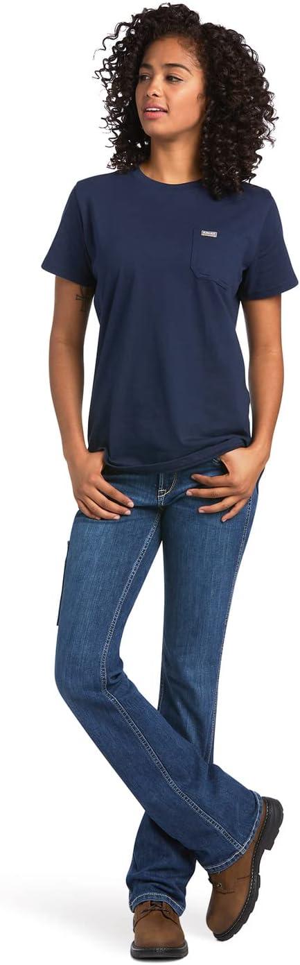 imageAriat Womens Rebar Cotton Strong Space Dyed TShirtNavy Eclipse