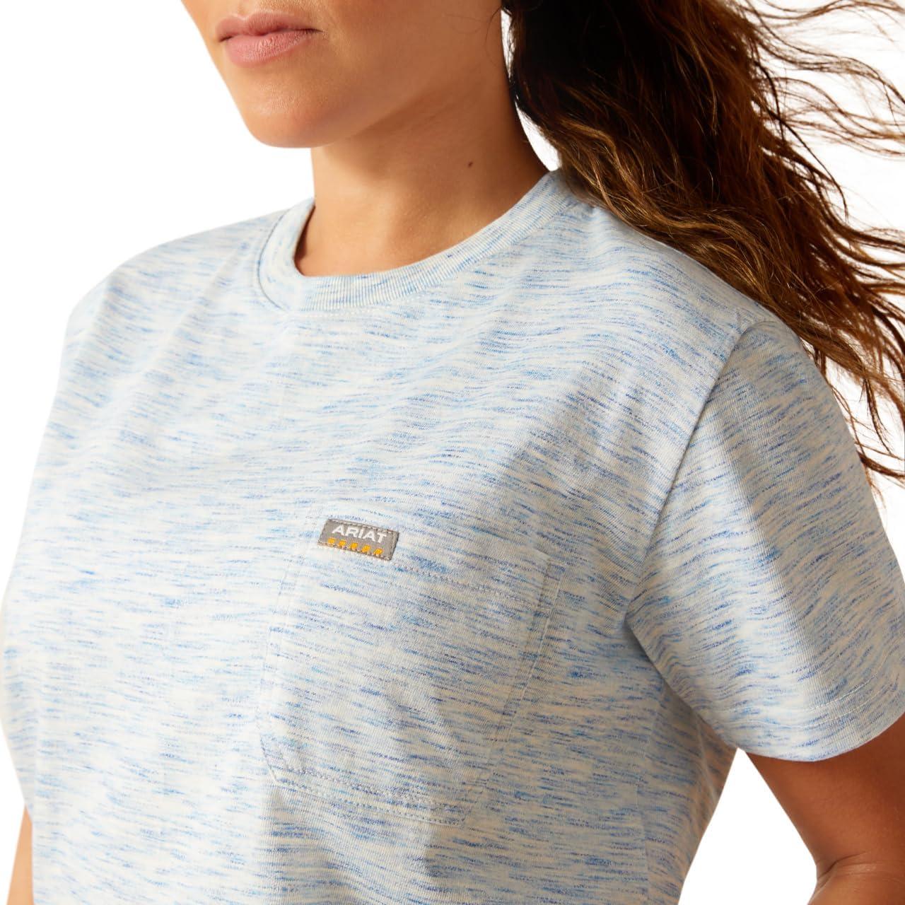 imageAriat Womens Rebar Cotton Strong Space Dyed TShirtNorse Blue Space Dye