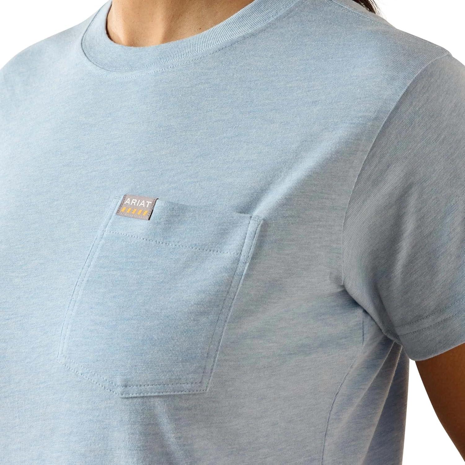 imageAriat Womens Rebar Cotton Strong Space Dyed TShirtSubdued Blue