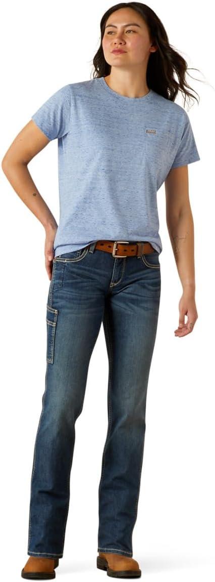 imageAriat Womens Rebar Cotton Strong Space Dyed TShirtWedgewood