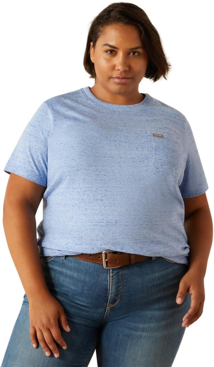 imageAriat Womens Rebar Cotton Strong Space Dyed TShirtWedgewood