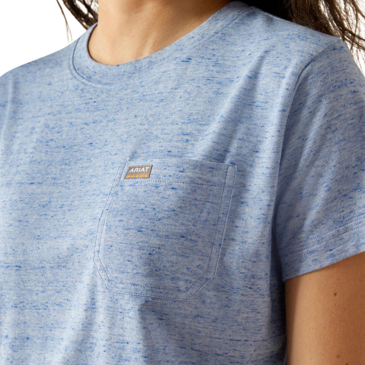 imageAriat Womens Rebar Cotton Strong Space Dyed TShirtWedgewood