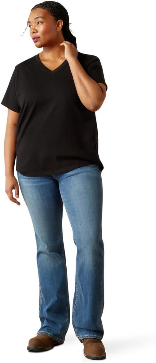 imageAriat Womens Rebar Cotton Strong Standard VNeck TShirtBlack