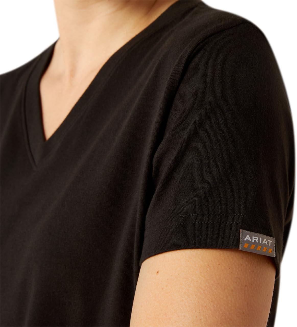 imageAriat Womens Rebar Cotton Strong Standard VNeck TShirtBlack