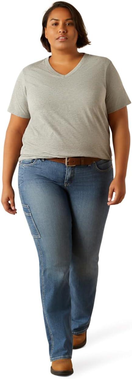imageAriat Womens Rebar Cotton Strong Standard VNeck TShirtHeather Grey