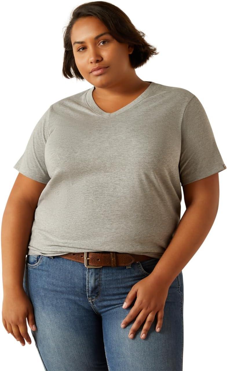 imageAriat Womens Rebar Cotton Strong Standard VNeck TShirtHeather Grey