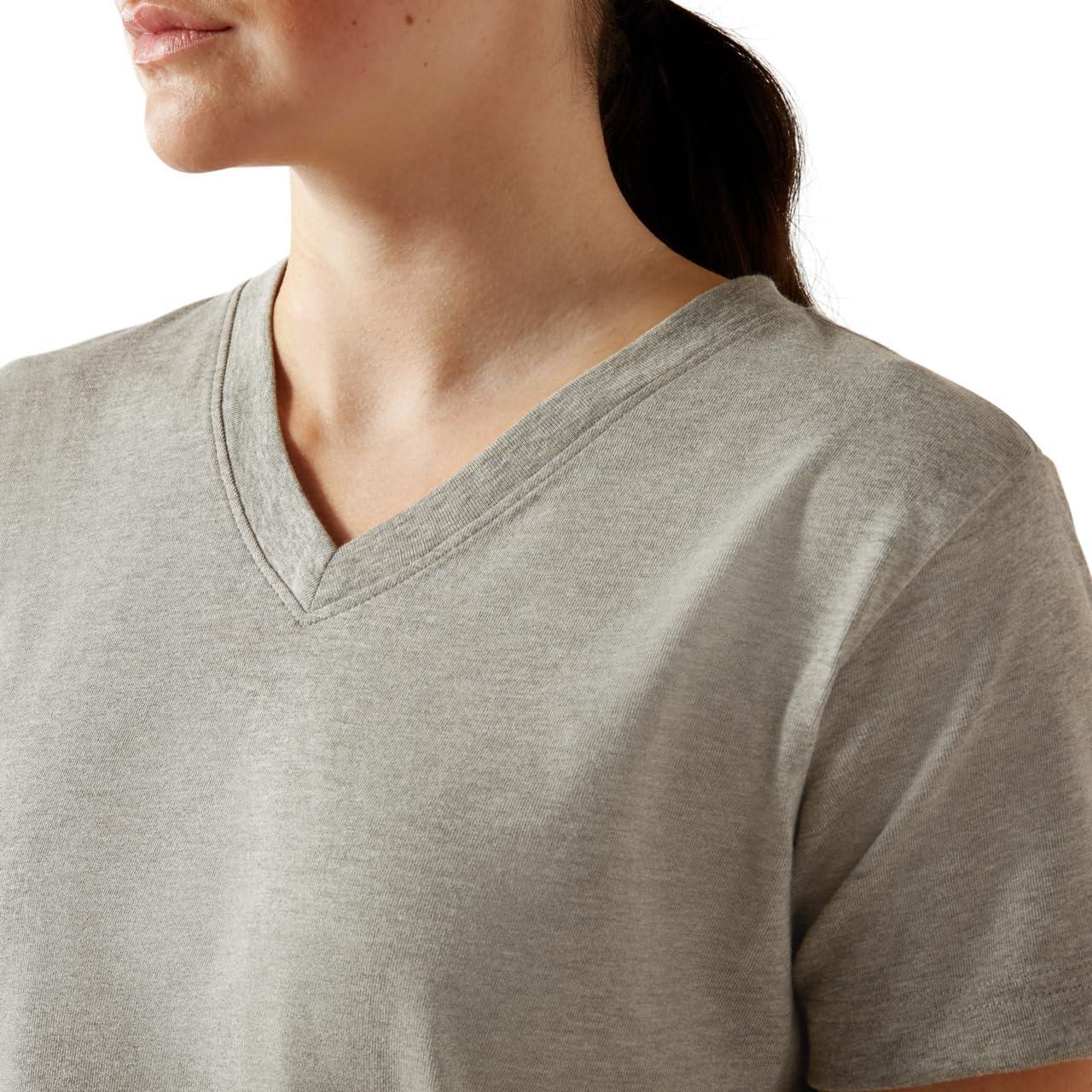 imageAriat Womens Rebar Cotton Strong Standard VNeck TShirtHeather Grey