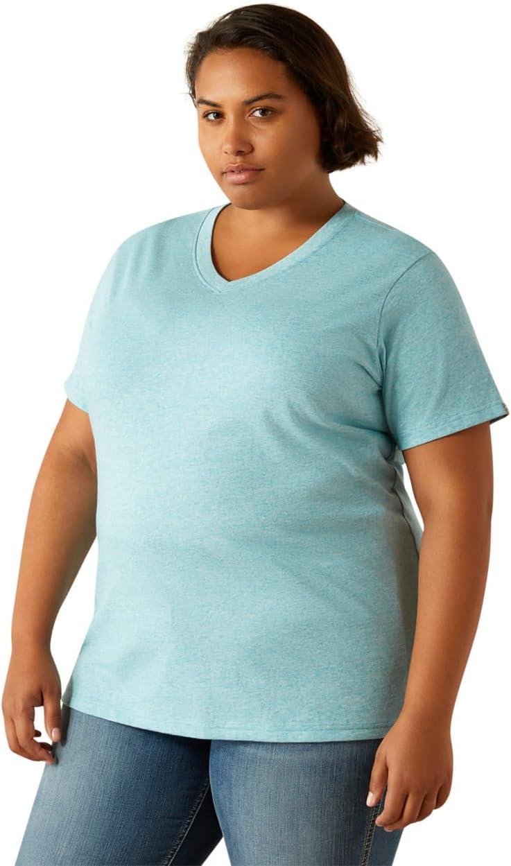 imageAriat Womens Rebar Cotton Strong Standard VNeck TShirtMaui Blue Heather