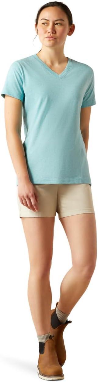 imageAriat Womens Rebar Cotton Strong Standard VNeck TShirtMaui Blue Heather