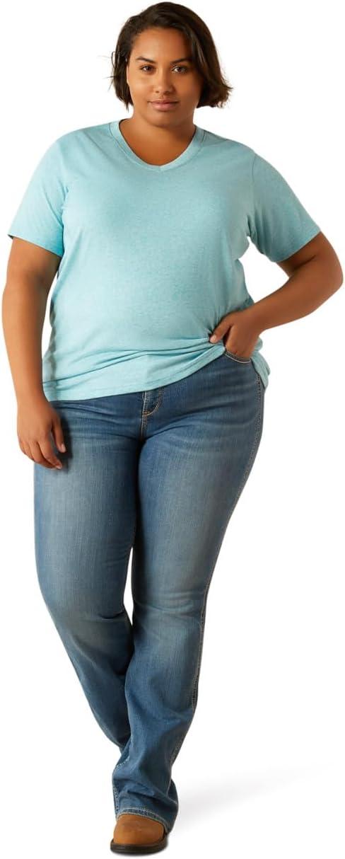 imageAriat Womens Rebar Cotton Strong Standard VNeck TShirtMaui Blue Heather