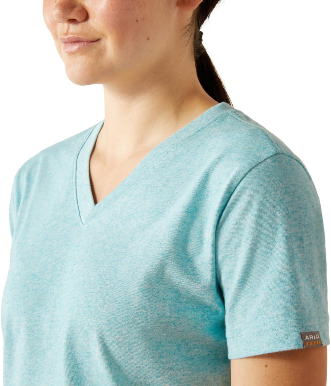 imageAriat Womens Rebar Cotton Strong Standard VNeck TShirtMaui Blue Heather