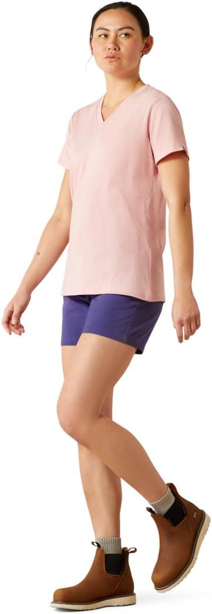 imageAriat Womens Rebar Cotton Strong Standard VNeck TShirtPowder Pink Heather