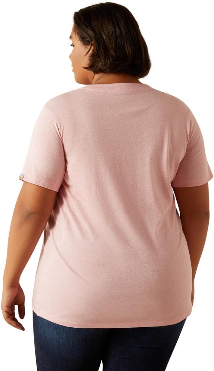 imageAriat Womens Rebar Cotton Strong Standard VNeck TShirtPowder Pink Heather