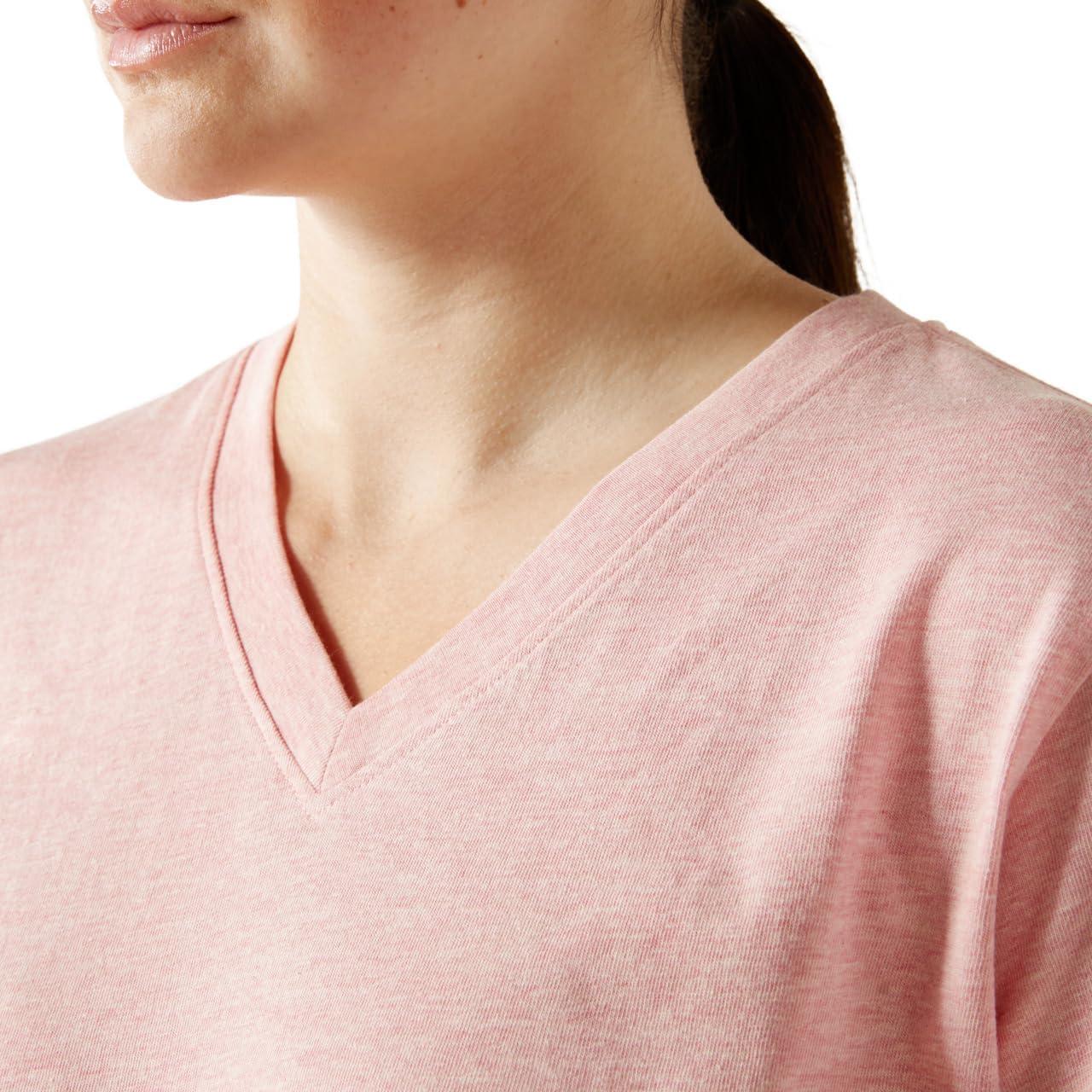 imageAriat Womens Rebar Cotton Strong Standard VNeck TShirtPowder Pink Heather