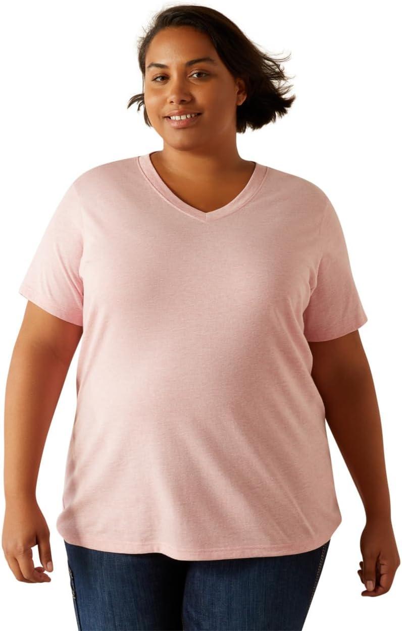 imageAriat Womens Rebar Cotton Strong Standard VNeck TShirtPowder Pink Heather