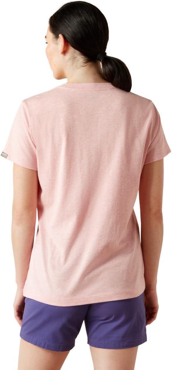 imageAriat Womens Rebar Cotton Strong Standard VNeck TShirtPowder Pink Heather