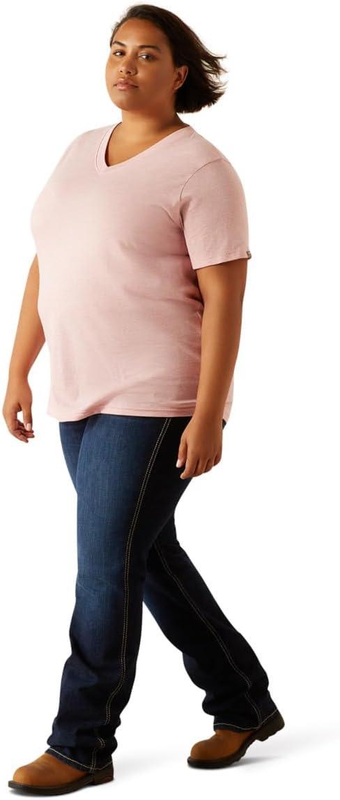 imageAriat Womens Rebar Cotton Strong Standard VNeck TShirtPowder Pink Heather