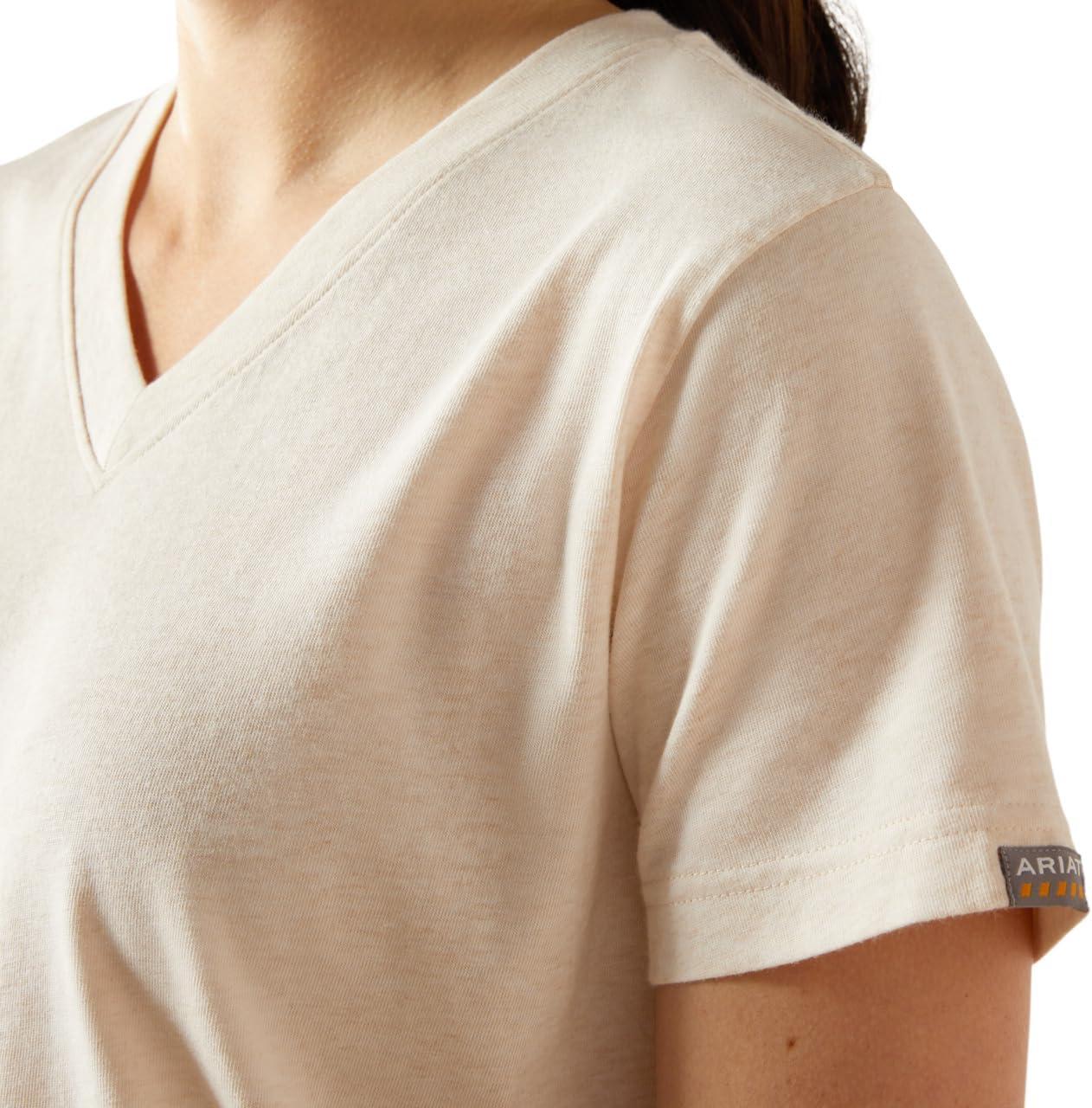 imageAriat Womens Rebar Cotton Strong Standard VNeck TShirtSun Kiss Heather
